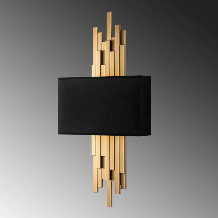 Opviq Axıs - 15114 Lámpara de Pared de Metal y Tela Dorado y Negro